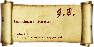 Goldman Bence névjegykártya